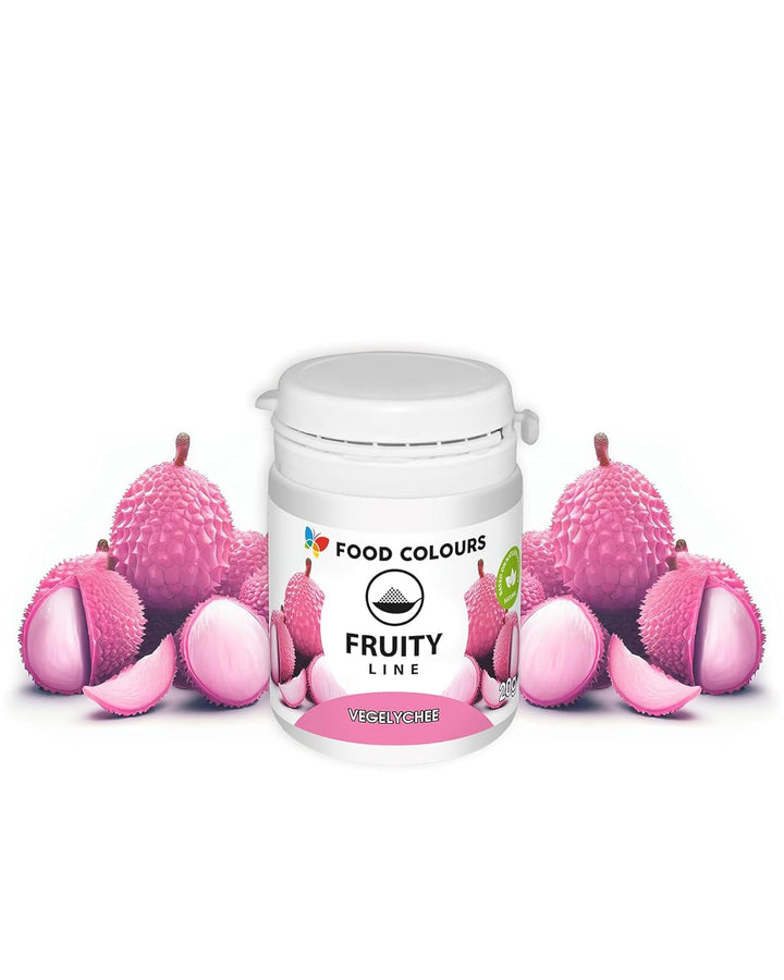 Natürliches Farbstoffpulver Fruity Line VEGELYCHEE 20G Natürliches Färbepulver Für Cremes, Zuckerguss, Biskuitteig Lebensmittelfarbstoff in Pulverform Für Getränke, Gelees