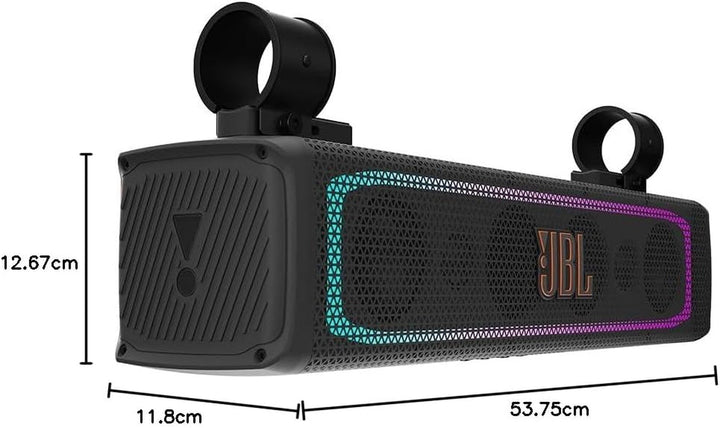 JBL Rallybar 21" Universal Outdoor Bluetooth Soundbar Für Fahrzeuge & Boote Mit 8 Lautsprecher Wasserdicht, 150 Watt Rms Verstärker, LED Beleuchtung, Pro Sound Und Innovative Halterung