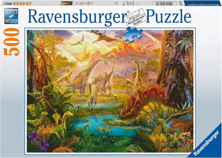 Ravensburger Puzzle 16983 - Dinoland - puzzle jigsaw 500 piese pentru adulți și copii de peste 10 ani, puzzle cu motiv dinozaur