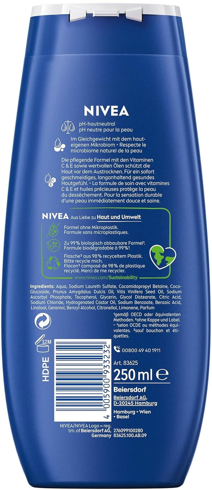 NIVEA Creme Care, gel de duș cu vitamine și uleiuri esențiale, 250 ml