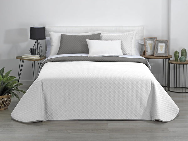 AVA | Cuvertură Reversibil Boutique | Pentru toate anotimpurile | Culoare - Alb/Taupe | Pentru pat de 120/135 cm. pat. (230 X 270 Cm. Ancho X Alto) | Cuvertură cu matlasare