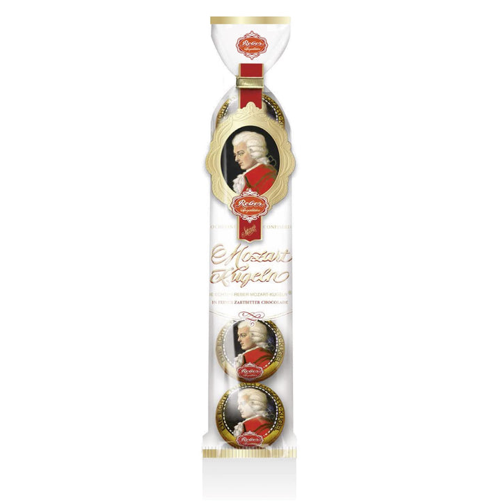 Reber, Mozart-Kugeln, 5Er Tüte, Mozart-Kugeln Aus Zartbitter-Schokolade, Gefüllt Mit Pistazien-Marzipan, Mandeln Und Haselnuss-Nougat, 100G (5 Mozart-Kugeln)