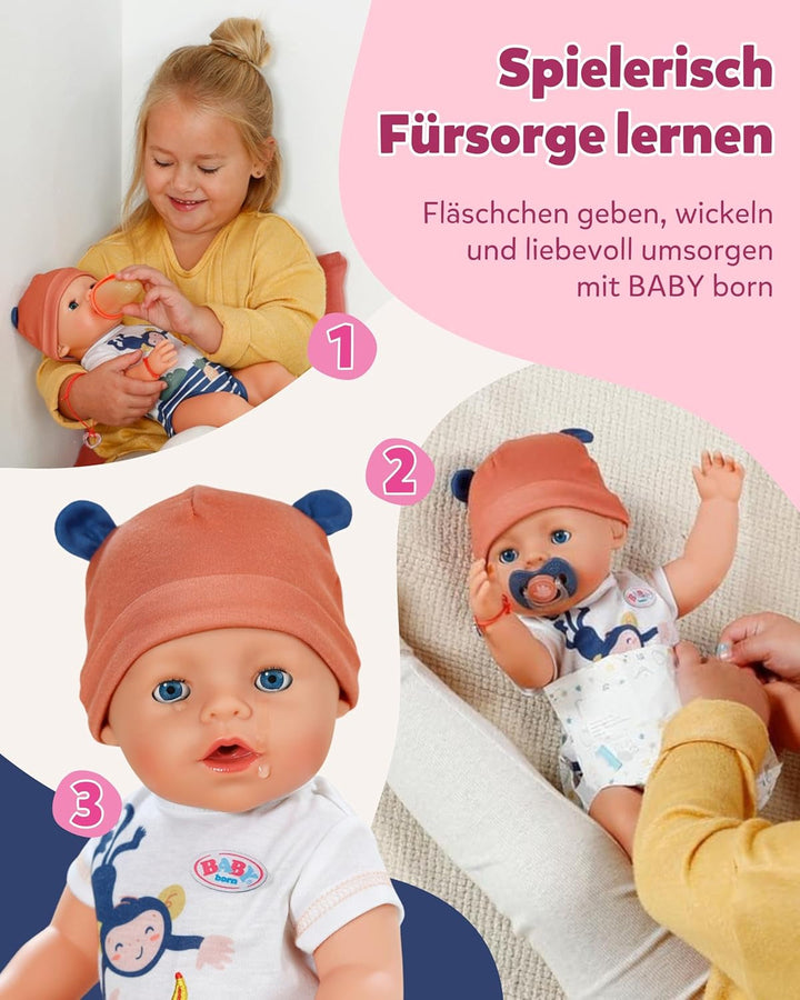 BABY Born Emma în stil junglă - Păpușă de 43 cm înălțime - 10 funcții Inclusiv accesorii și rochiță în culori unisex - Funcționează fără baterii - Potrivit pentru copii cu vârsta de 3 ani și peste