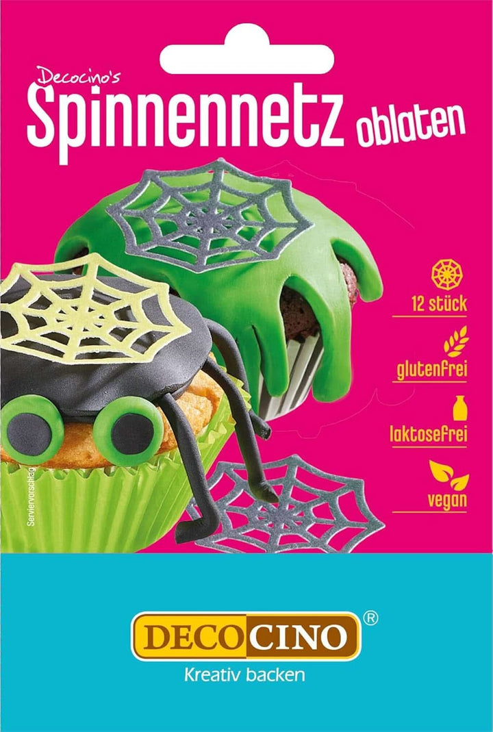 DECOCINO Halloween, vafe comestibile sub forma de  pânze de păianjen cu efect 3D, 12 bucati