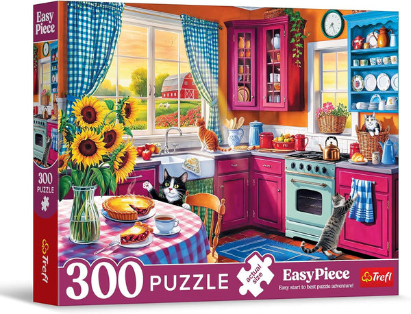 Trefl - Easypiece Puzzle: Dimineața în bucătărie - 300 de piese - Piese mari, Ușor de puzzle, Pentru adulți și copii de 10 ani și peste