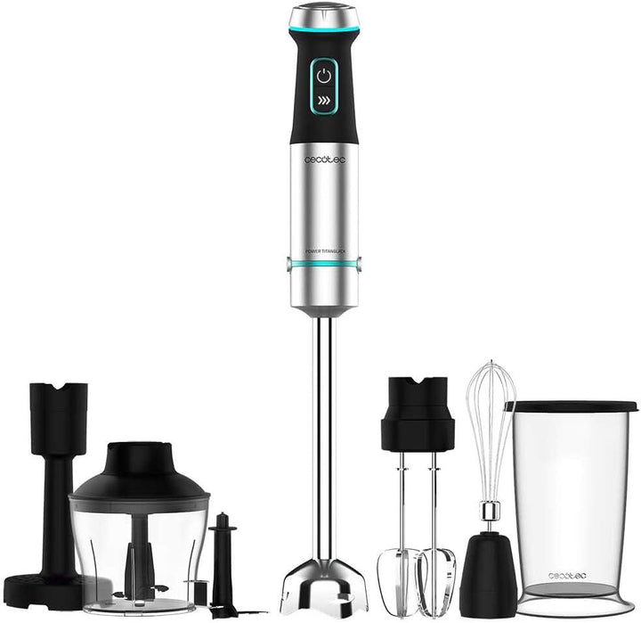 Cecotec Stabmixer Power Titanblack 1500 XL Perfectcream&Crush. 1500 W, Crossblades Technologie Mit 4-Klinge-Blättern Mit Schwarzer Titan-Beschichtung, Extralangem Fuß, Spritzschutz-Klingeneinsatz