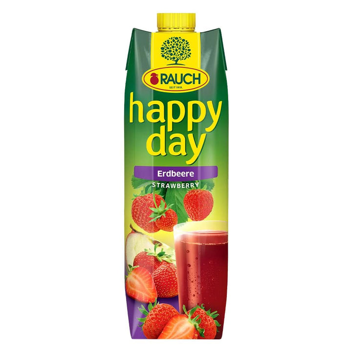 Rauch Happy Day Strawberry | Aromă intensă de căpșuni | Rafinat cu mere și lămâie | 6X 1 litru, Tetra Prisma