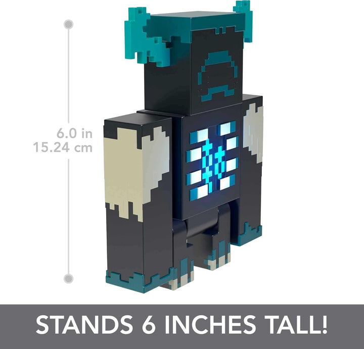 MINECRAFT Warden Figure - figurină de acțiune cu lumini, zgomote și mod de atac, pentru jucătorii și fanii jocurilor video aventuroși de la 6 ani, HHK89, negru - Guardiano