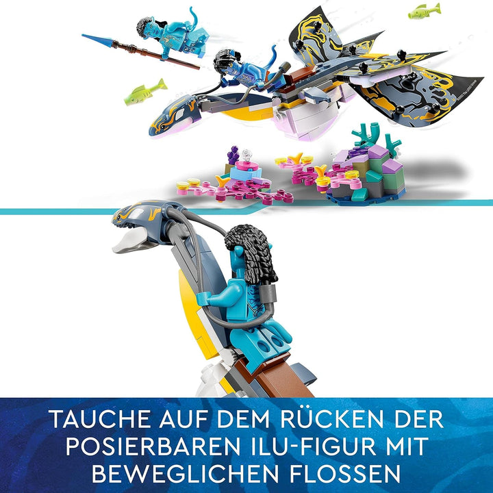 LEGO Avatar Descoperirea lui Ilu, Calea Apei Jucărie construibilă cu figură subacvatică, Pandora Set de colecție pentru copii și fani ai filmelor de la 8 ani în sus 75575