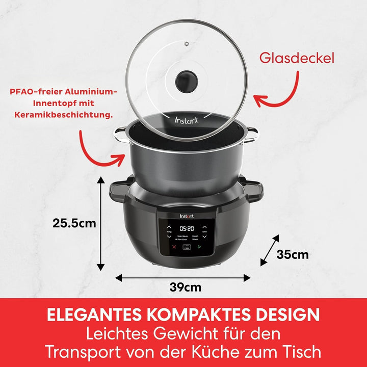 Instant Pot Superior Slow Cooker/Schongarer, 7.1L Multikocher / 4 Kochfunktionen (Schongaren, Braten, Dampfgaren & Warmhalte Funktion) Spülmaschinengeeignet – 800W, Schwarz