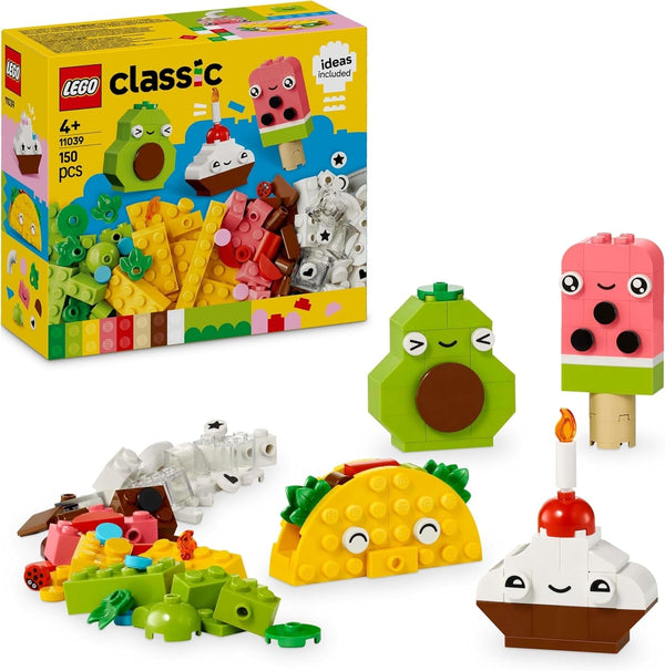 LEGO Classic Creative Snack Building Fun, jucărie cu mâncare pentru jocuri de rol imaginative, set de construcție pentru băieți și fete de la 4 ani, Cupcake, Avocado, Popsicle și Taco 11039