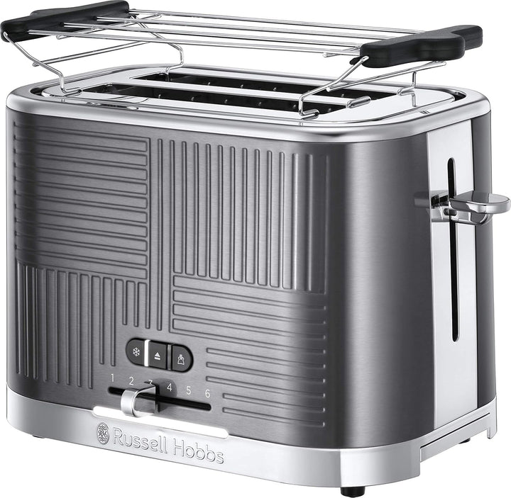Cafetiera Russell Hobbs [cronometru digital, cap de duș pentru extracție și aromă optimă] Geo Stainless Steel Grey (Max 12 cești, ulcior de sticlă de 1,5L, placă de încălzire, 1000W) Filtru de cafea 25270-56