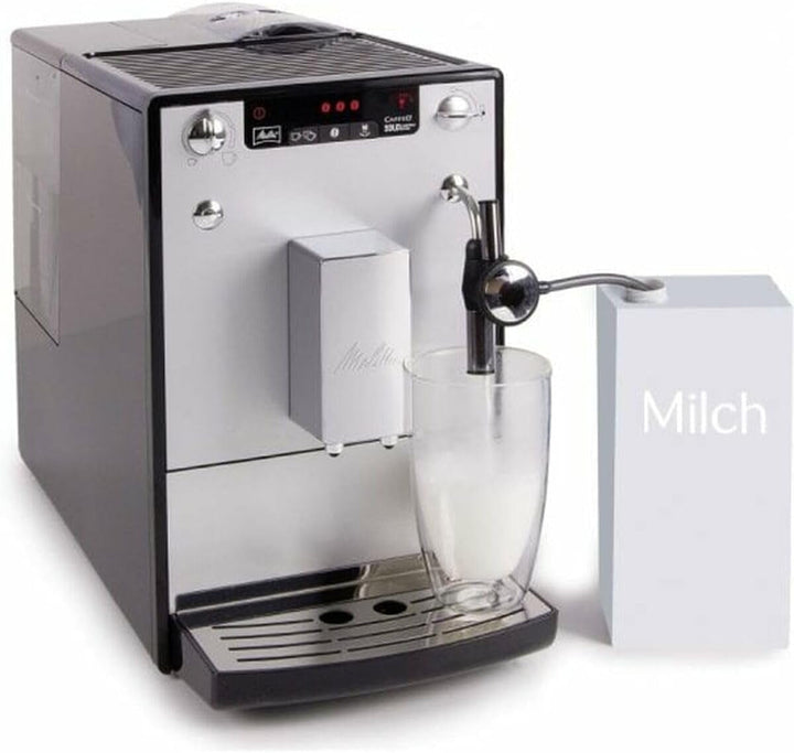 Melitta Solo & Perfect Milk - Mașină de cafea complet automată cu sistem de lapte, mașină de cappuccino pentru, de exemplu, cafea sau cappuccino, argintiu