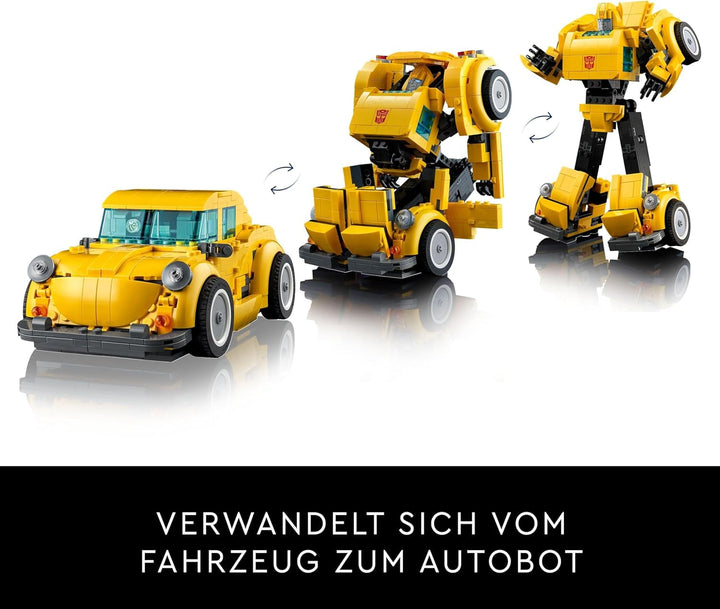 LEGO Icons Transformers Bumblebee, Figurină de acțiune robot pentru adulți de colecționat, Set de construcție pentru film pentru fanii science fiction, Poate fi transformat într-o mașină, Jucărie de aventură 10338
