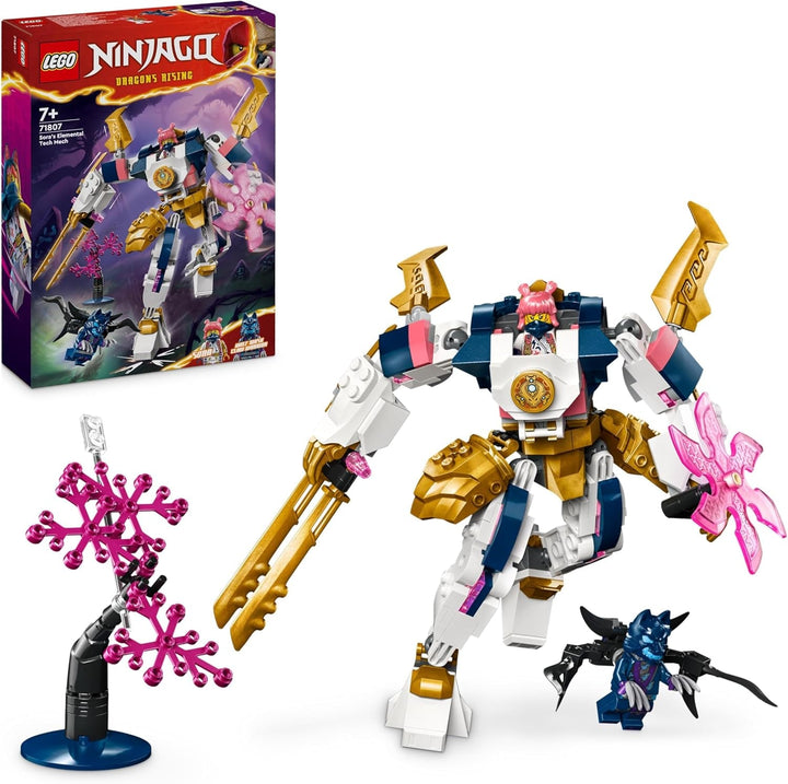 LEGO NINJAGO Mech-ul tehnologic al lui Sora, jucărie cu figurine de acțiune pentru copii, set ninja cu figurine, inclusiv Sora, mech pentru personalizare, cadou pentru băieți și fete cu vârsta de 7+ 71807
