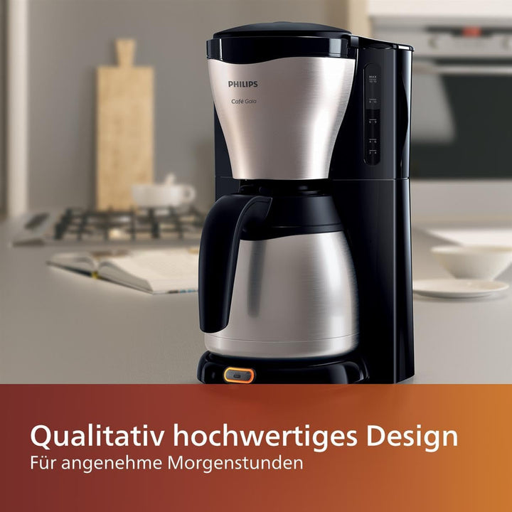Filtru de cafea Philips - Termos de 1,2 litri, Până la 15 cești, Oțel inoxidabil, (HD7546/20), 1000Watts, 25,5 X 22,1 X 37,01 Cm, Argintiu/Negru