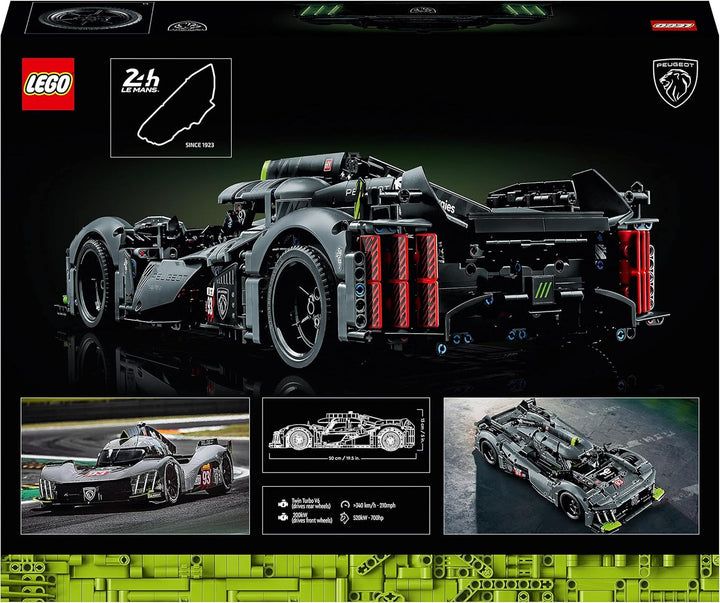 LEGO 42156 Technic Peugeot 9X8 24H Le Mans Hybrid Hypercar, mașină de curse legendară, kit model pentru adulți, scara 1:10, mașină de motorsport de colecție pentru jucători avansați