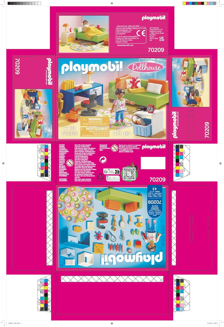 Casă de păpuși PLAYMOBIL 70209 Cameră de tineret cu figurină de fată și accesorii, de la 4 ani
