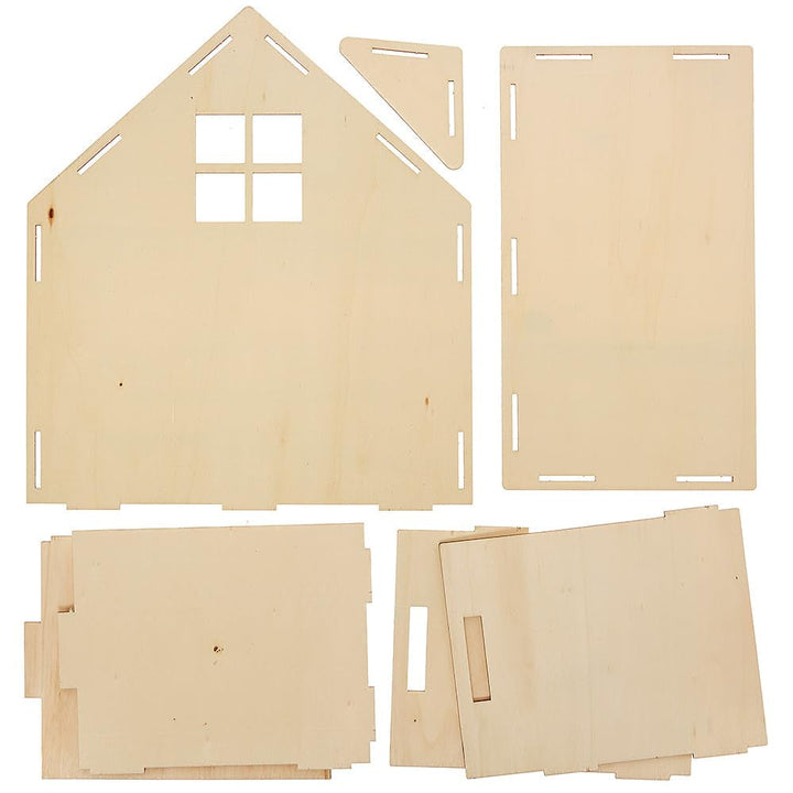 Baker Ross FN199 kit casă de păpuși din lemn - 1-pack, kit casă de păpuși pentru copii, kit de artizanat