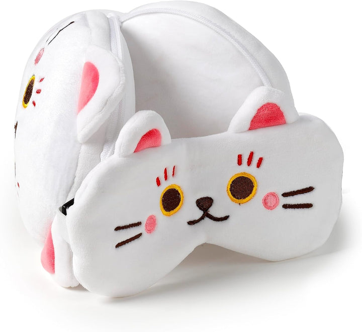 Pernă de călătorie cu mască Relaxeazzz - Maneki Neko pisica norocos farmec
