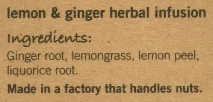 Lemon & Ginger Herbal Tea Bags Made with Whole Leaves (1 Pack of 15 Tea Bags) (520) Tea USA Naty Shop