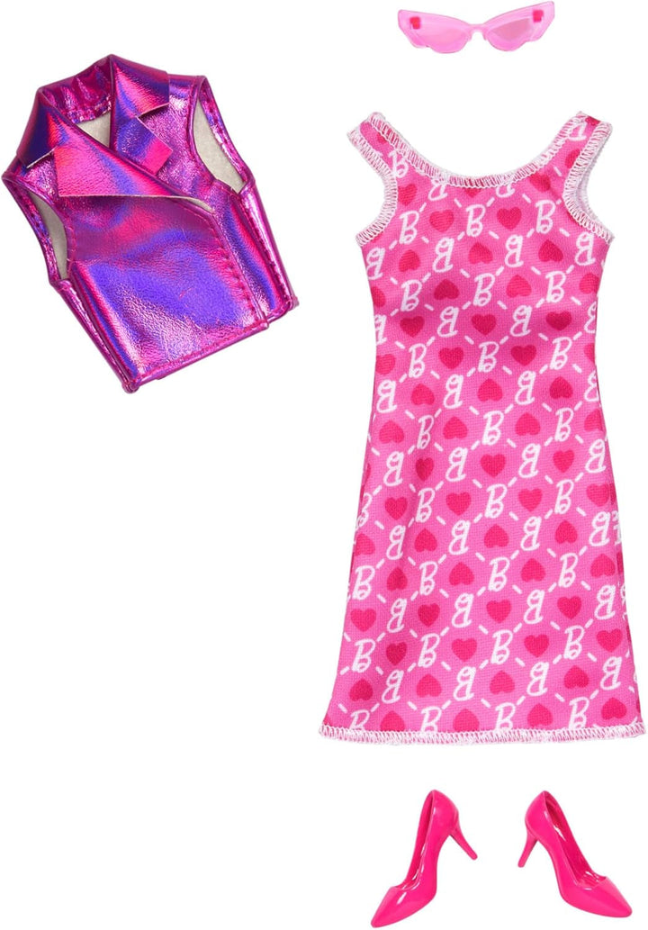 Barbie Fashions And Accessories - Set de modă colorat cu peste 65 de ținute unice, 13 articole de îmbrăcăminte, 8 accesorii și 8 perechi de pantofi, pentru ore întregi de distracție în styling, universal, HRG56