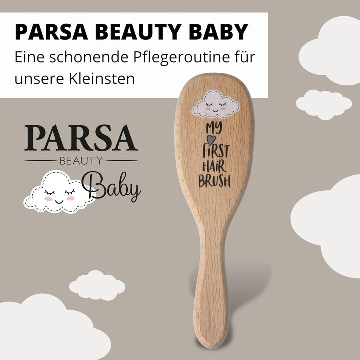 PARSA Beauty perie de păr pentru bebeluși cu păr de capră - perie de păr pentru bebeluși fabricată din lemn de fag certificat FSC® - perie pentru îngrijirea părului fin al bebelușilor - perie pentru bebeluși Copii - Baie si Skincare Naty Shop