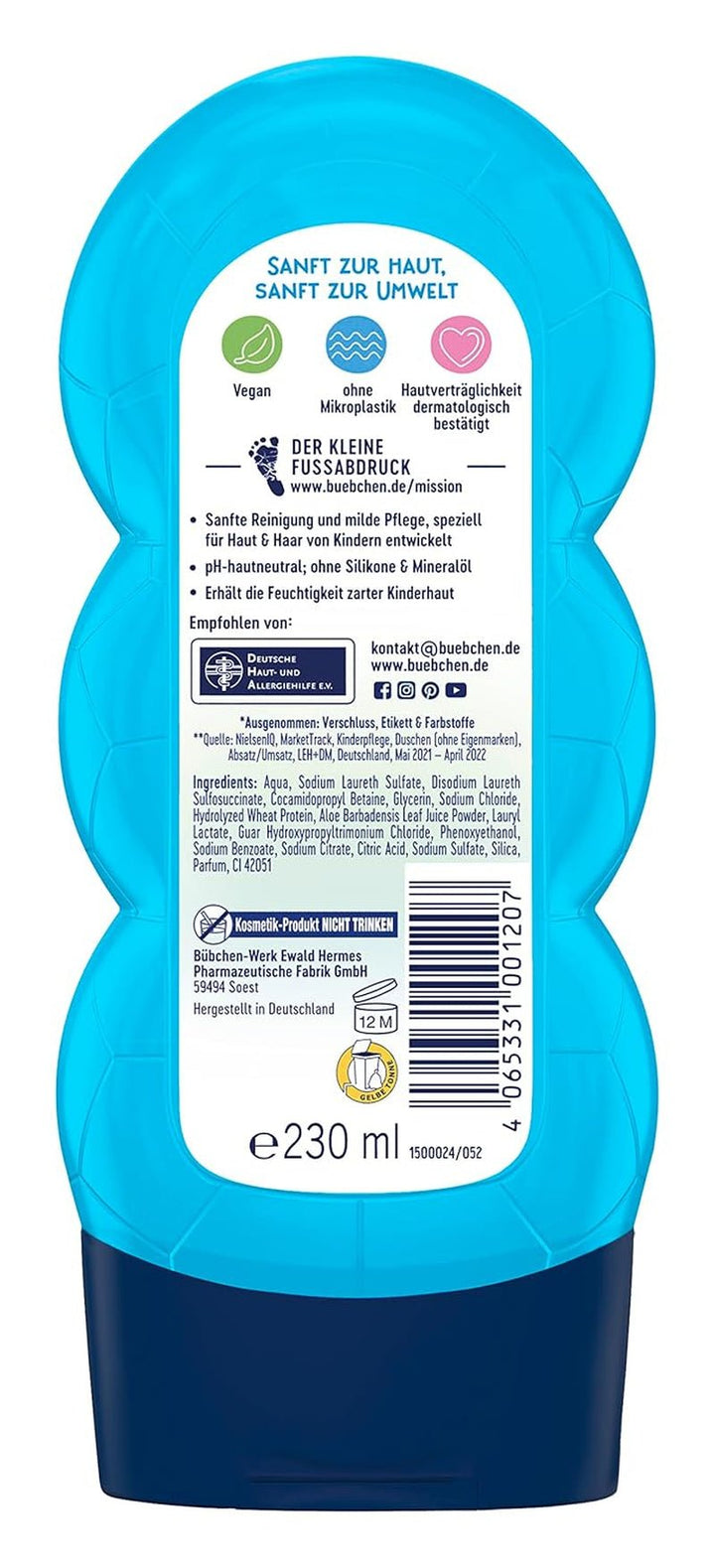 Șampon și gel de duș Buebchen Sportsfreund 2in1, 230 ml Copii - Baie si Skincare Naty Shop