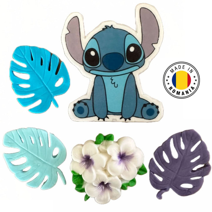 Set 5 decoratiuni comestibile din zahar, Stitch - Nati Shop